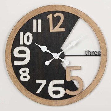 Wand klok 1xAA diameter 59,5 cm beige/zwart