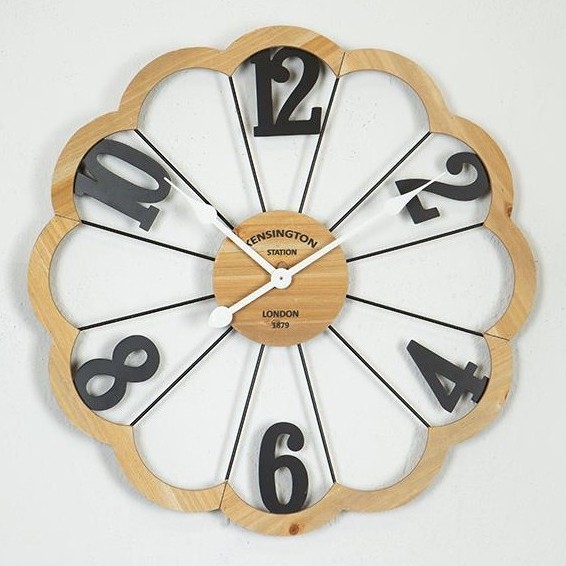 Wand klok 1xAA diameter 60 cm beige/zwart