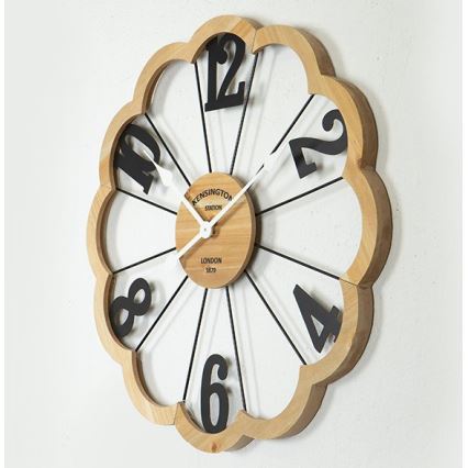 Wand klok 1xAA diameter 60 cm beige/zwart