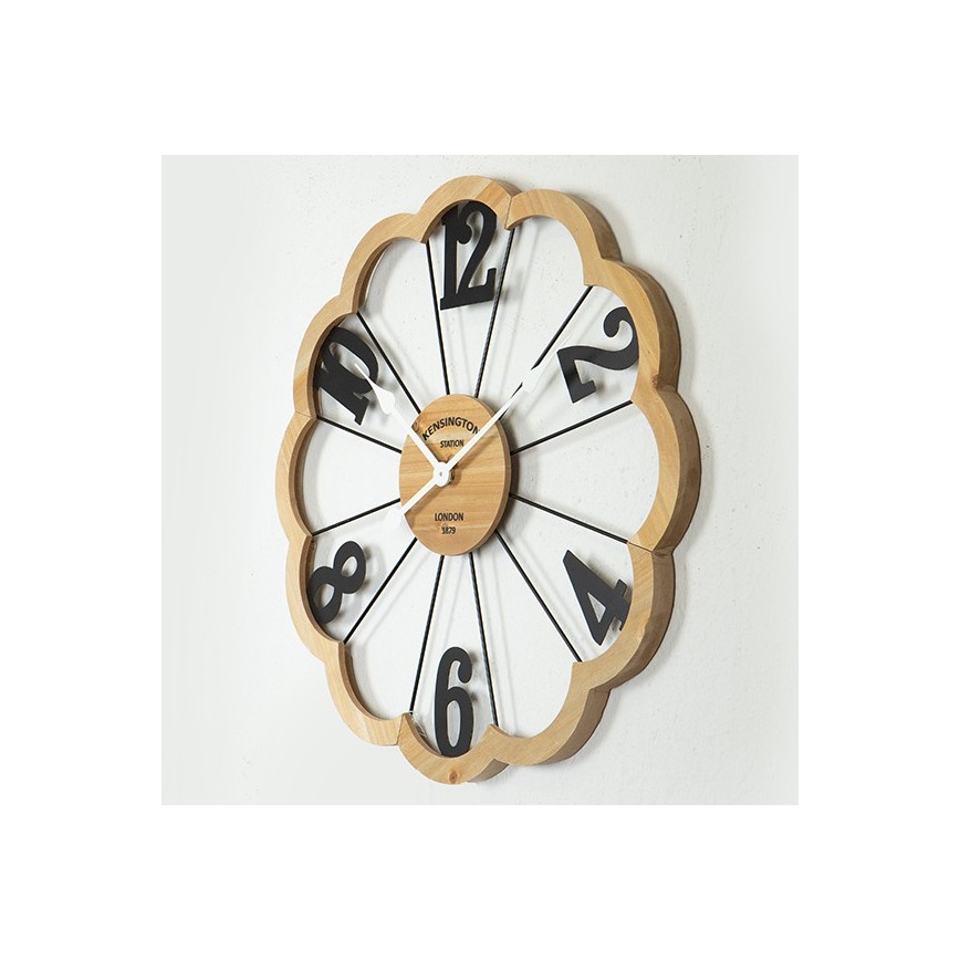 Wand klok 1xAA diameter 60 cm beige/zwart