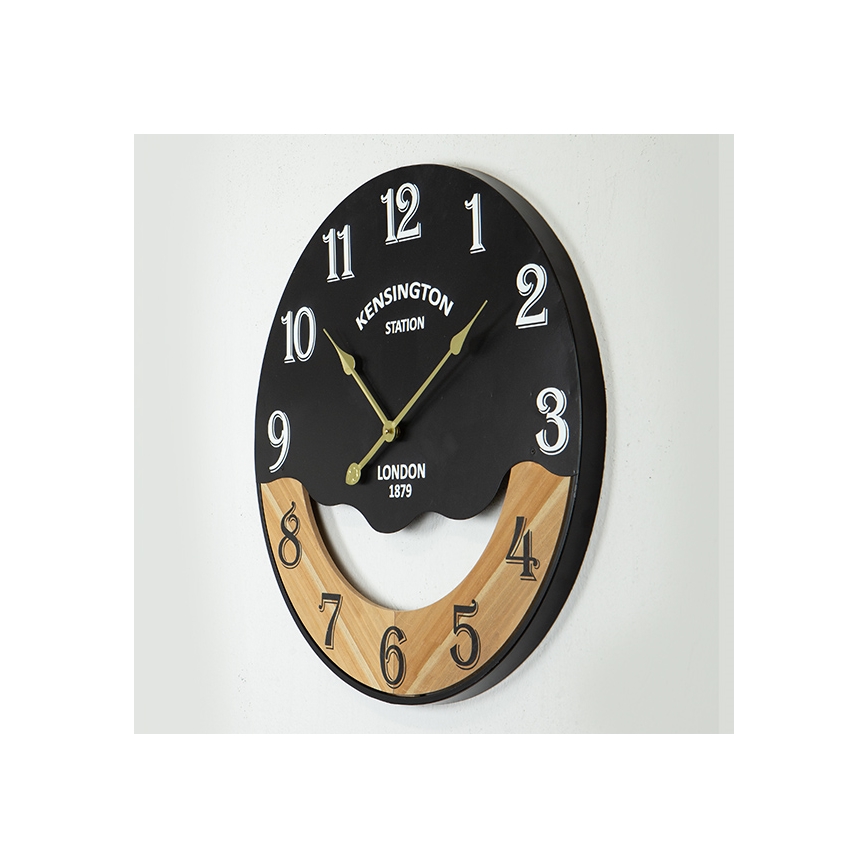 Wand klok 1xAA diameter 60 cm zwart/beige