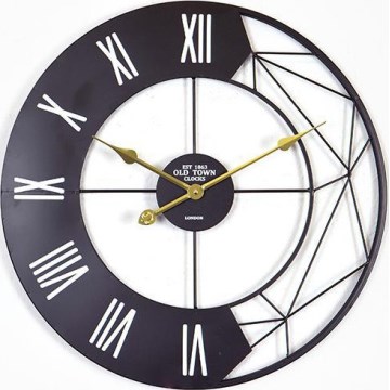 Wand klok 1xAA diameter 60 cm zwart