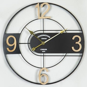 Wand klok 1xAA diameter 60 cm zwart