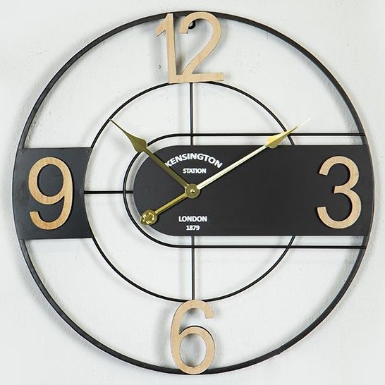 Wand klok 1xAA diameter 60 cm zwart