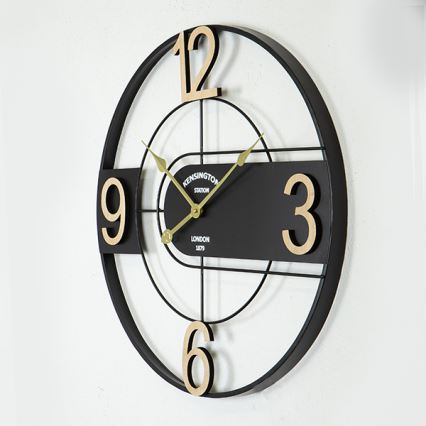 Wand klok 1xAA diameter 60 cm zwart