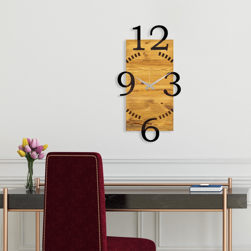 Wand klok 41x74 cm 1xAA hout/metaal
