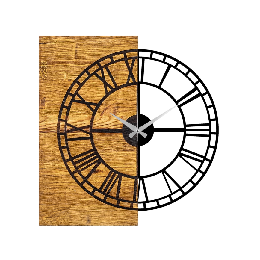 Wand klok 55x58 cm 1xAA hout/metaal