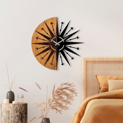 Wand klok d. 56 cm 1xAA hout/metaal