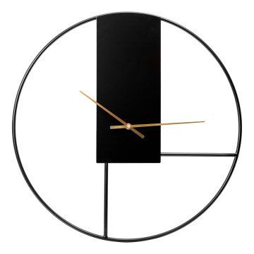 Wand klok diameter 50 cm 1xAA zwart/goud
