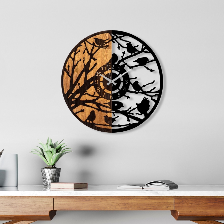 Wand klok diameter 56 cm 1xAA hout/metaal