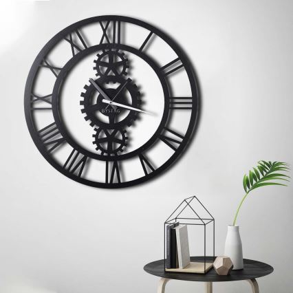 Wand klok diameter 70 cm 1xAA zwart