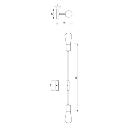 Wand Lamp FLAME 2xE27/60W/230V zwart/goud