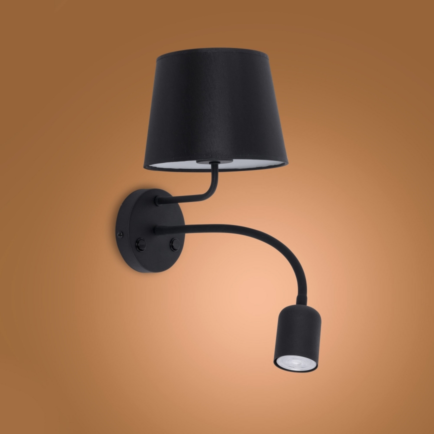 Wand Lamp MAJA 1xE27/15W/230V + 1xGU10/10W/230V zwart