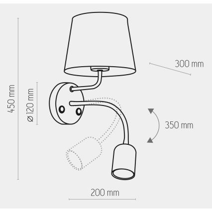Wand Lamp MAJA 1xE27/15W/230V + 1xGU10/10W/230V zwart