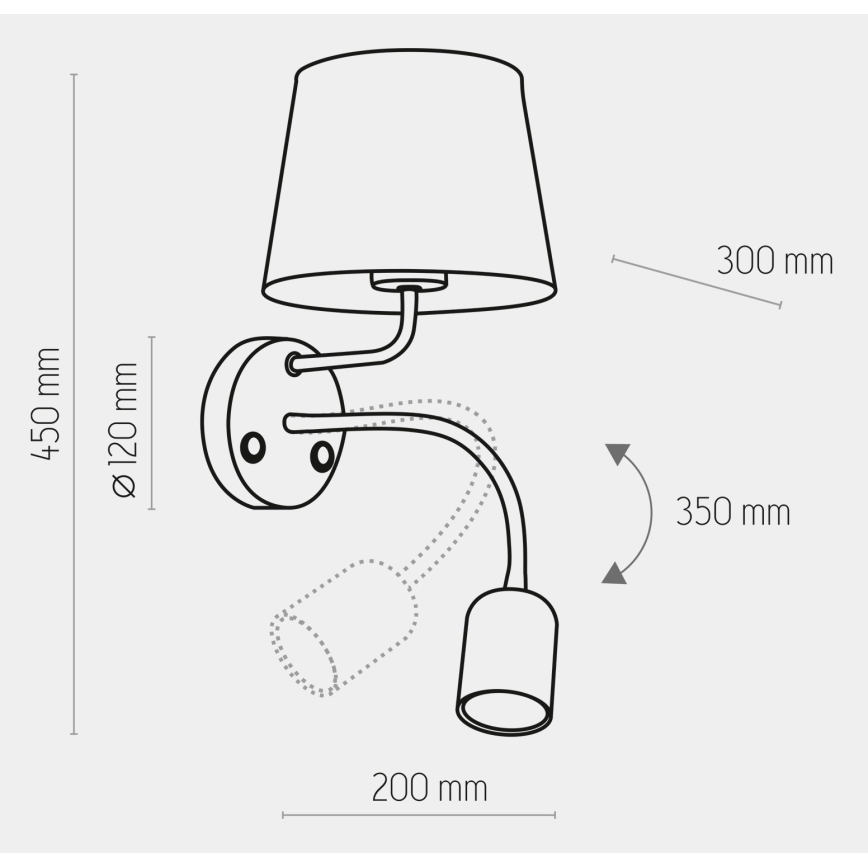 Wand Lamp MAJA 1xE27/15W/230V + 1xGU10/10W/230V zwart