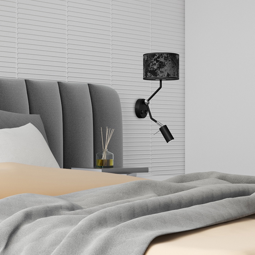 Wand Lamp SATINO 1xE27/40W/230V + 1xGU10/MR11/7W zwart/grijs