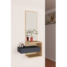 Wand Spiegel met Plank STELLA 90x49 cm bruin/antraciet
