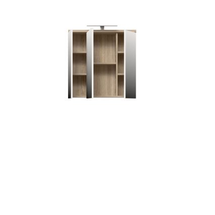 Wandbadkamerkast met spiegel VENOM wit/sonoma eik