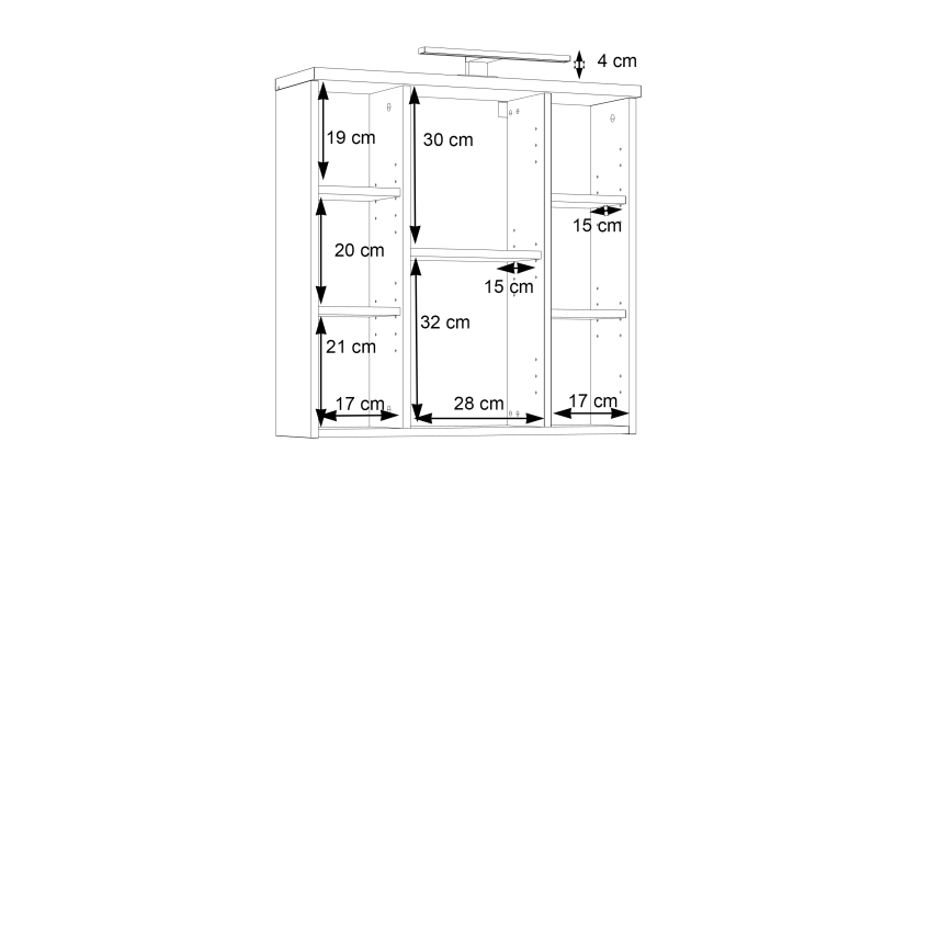 Wandbadkamerkast met spiegel VENOM wit/sonoma eik
