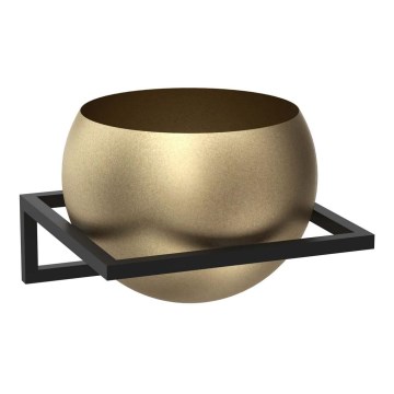 Wandbloempot 27x29 cm zwart/goud