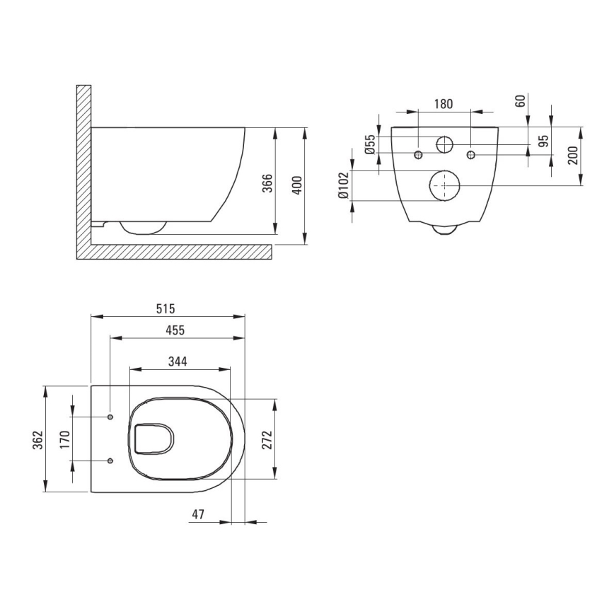 Hangend toilet ROUND + toiletbril SoftClose ROUND + spoelknop SIGMA + inbouwmodule + isolerende onderlegplaat