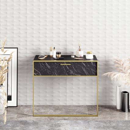 Wandconsoletafel POLKA 76,8x90 cm goud/zwart