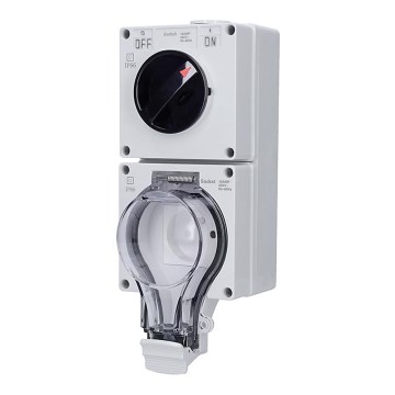 Wandcontactdoos voor vochtige ruimtes met schakelaar 230 V/16 A, IP66