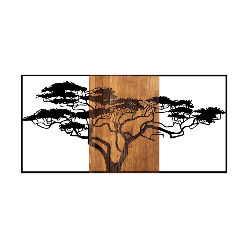 Wanddecoratie 147x70 cm boom hout/metaal 