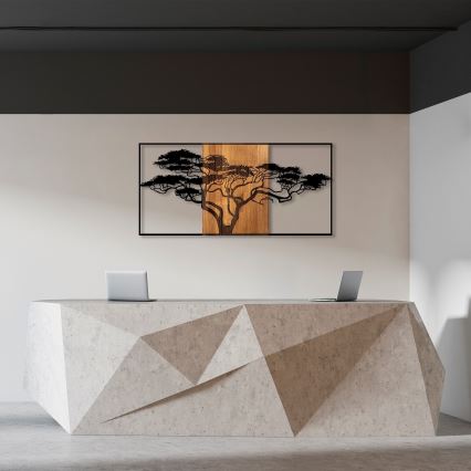 Wanddecoratie 147x70 cm boom hout/metaal 