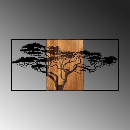 Wanddecoratie 147x70 cm boom hout/metaal 