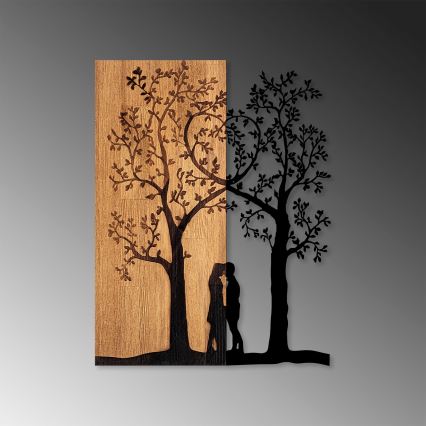 Wanddecoratie 45x58 cm bomen hout/metaal ​