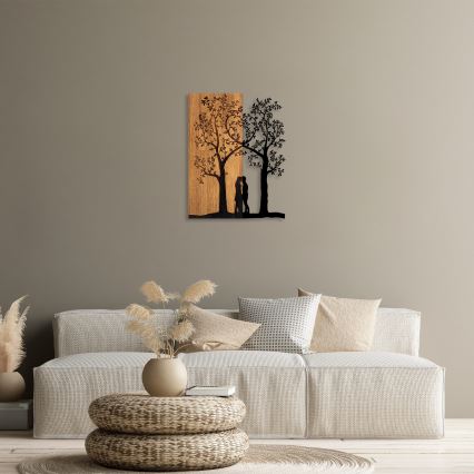 Wanddecoratie 45x58 cm bomen hout/metaal ​