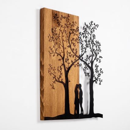 Wanddecoratie 45x58 cm bomen hout/metaal ​