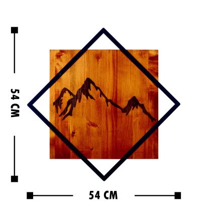 Wanddecoratie 54x54 cm bergen hout/metaal