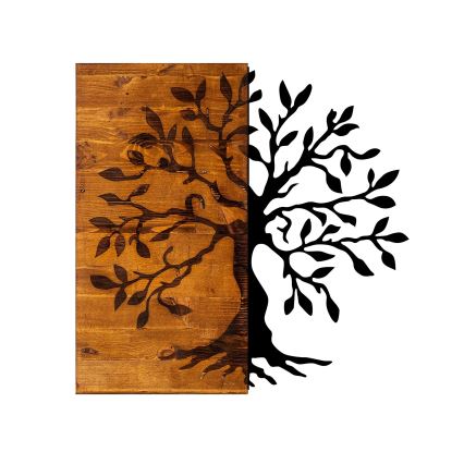 Wanddecoratie 58x58 cm hout/metaal