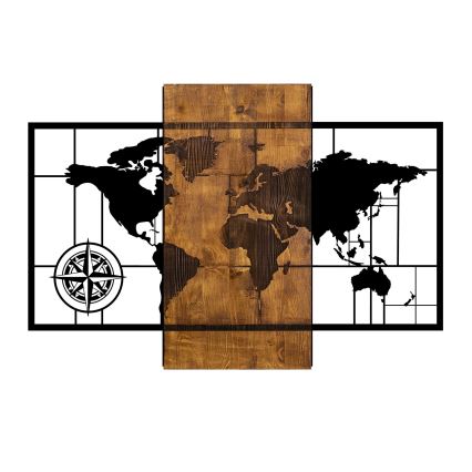 Wanddecoratie 58x85 cm hout/metaal