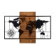Wanddecoratie 58x85 cm wereldkaart hout/metaal