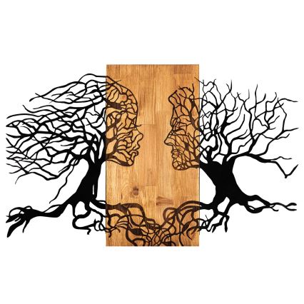 Wanddecoratie 58x92 cm hout/metaal