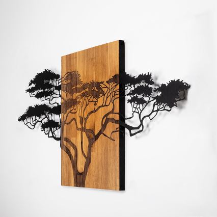 Wanddecoratie 70x144 cm hout/metaal