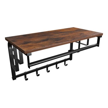 Wandgarderobe met plank NATE bruin/zwart