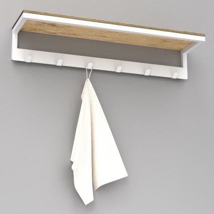 Wandhanddoekhouder met plank 10x60 cm wit