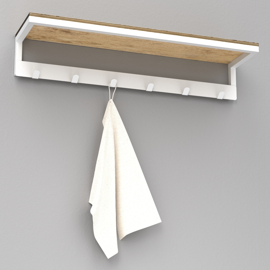 Wandhanddoekhouder met plank 10x60 cm wit