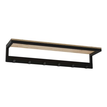 Wandhanddoekhouder met plank 10x60 cm zwart