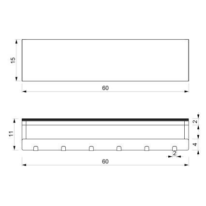 Wandhanddoekhouder met plank 10x60 cm zwart