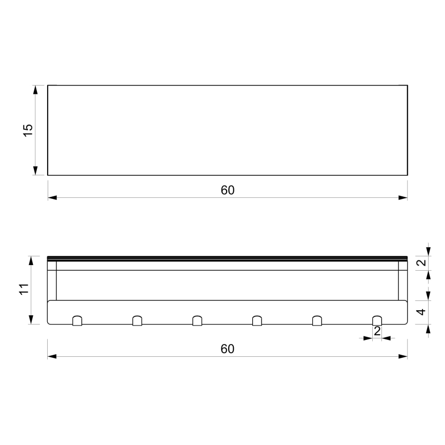 Wandhanddoekhouder met plank 10x60 cm zwart