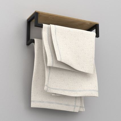 Wandhanddoekhouder met plank 14x40 cm zwart