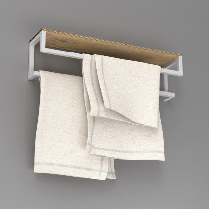 Wandhanddoekhouder met plank 14x60 cm wit