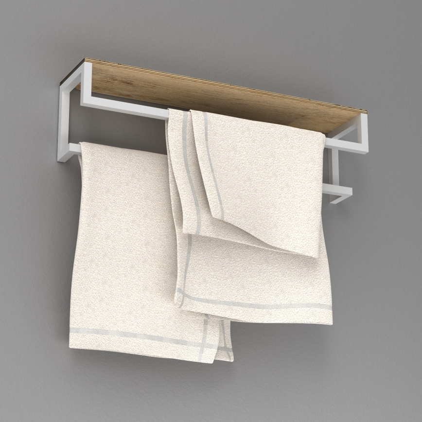 Wandhanddoekhouder met plank 14x60 cm wit