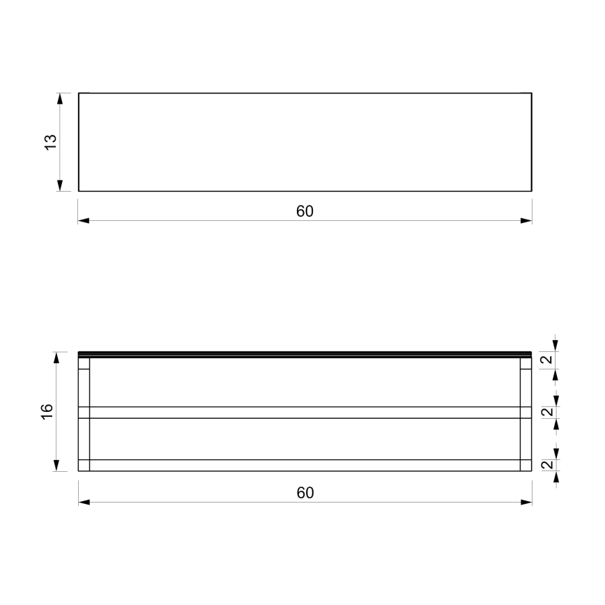 Wandhanddoekhouder met plank 14x60 cm wit