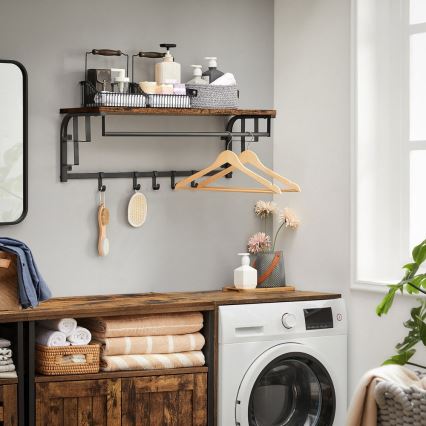 Wandkapstok met plank NATE bruin/zwart